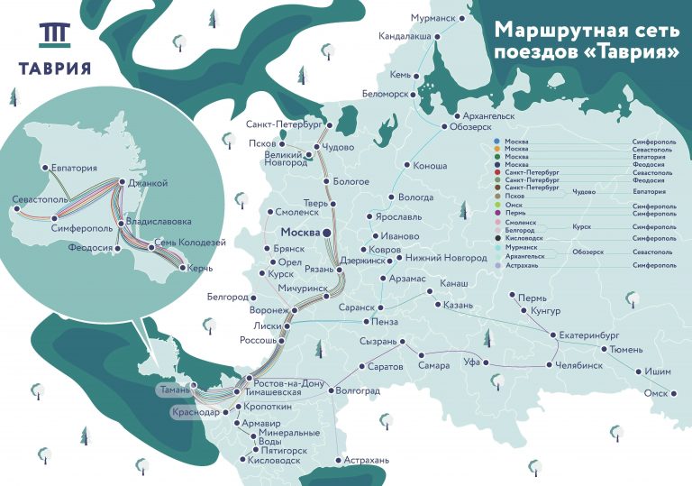 Маршруты поездов Таврия в Крым